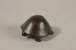 A BRONZE OKIMONO OF A TURTLE.