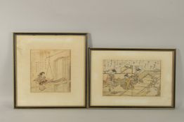 TWO 19TH-20TH CENTURY JAPANESE WOODBLOCK PRINTS, framed and glazed, (2).