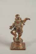 A 19TH CENTURY SOUTH INDIAN TANJORE CAST COPPER BABY KRISHNA, 11.5cm high.