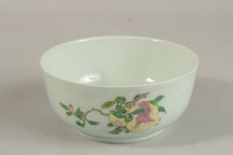 A CHINESE FAMILLE ROSE PORCELAIN BOWL, decorated with various fruits, six-character mark to base,
