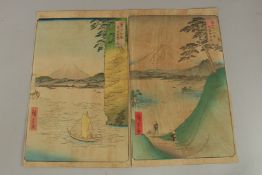 HIROSHIGE I UTAGAWA (1797-1858): FROM THE SERIES OF THIRTY-SIX VIEWS OF MT. FUJI; two mid 19th