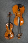 A Lark violin together with a Stentor student violin.