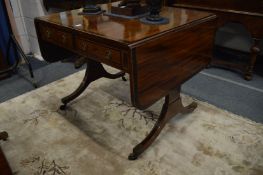 A good 19th century mahogany and rosewood banded sofa table.