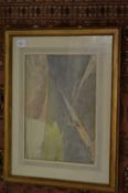 R P Gossop, figure on a path, watercolour and another picture.