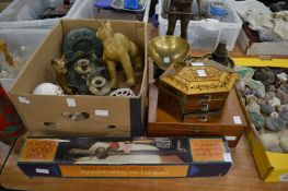 Bronze standing female figure and other items.