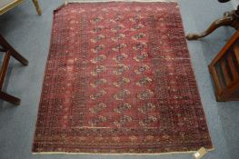 An early 20th century Bokhara rug, some damage, 148cm x 123cm.