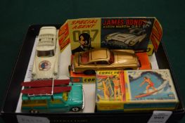 A Corgi no: 261 James Bond Aston Martin DB5 with original box and card display stand together with a