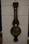 A 19th century mahogany barometer and thermometer, the silvered dial signed C Somalvico, London.
