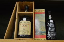A 1.5 litre bottle of Grahams late bottled vintage port 1978, boxed together with a bottle of