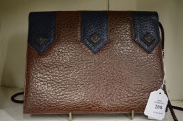 A Pellegrino brown and blue leather handbag.