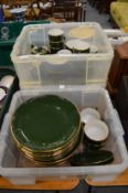A large quantity of Apilco green and gilt china.