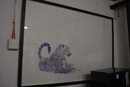 A large ink and pencil drawing of a resting leopard, 122cm x 81cm.