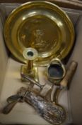 The Trusty Servant, an embossed brass alms dish and other items.