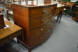 A 19th century mahogany bow front four drawer chest.