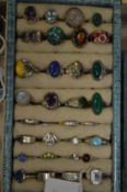 A good collection of silver dress rings.