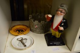 A Youngs Tartan beer advertising figure and other breweriana.