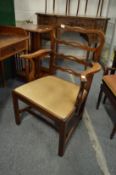 George III style mahogany ladder back armchair.