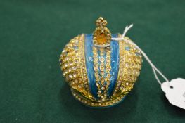 Decorative crown shaped pill box.