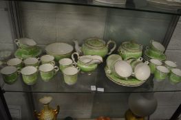 A Copeland Garrett pale green decorated part tea service.