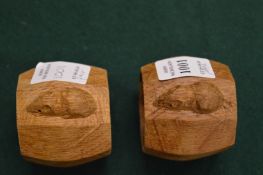 Two Robert Thompson Mouseman napkin rings.