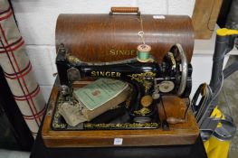 A Singer sewing machine.