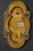 A gilt metal and enamel decorated desk stand.