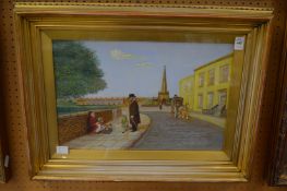 The flower seller, oil on board, signed.