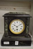 Victorian black slate mantel clock.