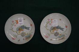 A good pair of Japanese porcelain saucer dishes decorated with birds.