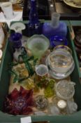 A good collection of coloured and other glassware.