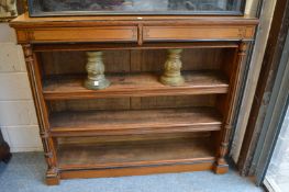 A good 19th century oak and ebony bookcase with two frieze drawers above a pair of adjustable