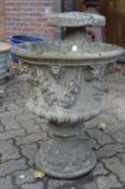A good reconstituted stone pedestal garden urn.