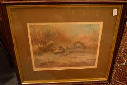 Archibald Thorburn, three pencil signed colour prints depicting snipe, woodcock and pheasants in