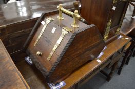 Victorian oak and brass bound coal box.