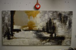 A large mixed media abstract picture on canvas, 198cm x 99cm.