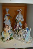 Decorative Continental figurines and figure groups.