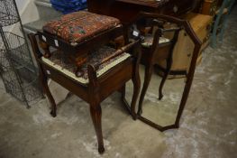 Two stools and a mirror.