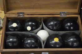 A set of carpet bowls.