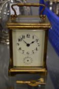 Brass carriage clock.