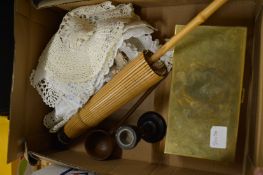 A Chinese brass box and other collectables.