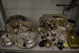 A large quantity of plated items to include trophy cups etc.
