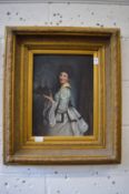 The serving girl, oil on board in a decorative gilt frame.