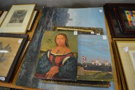 Decorative paintings and prints.