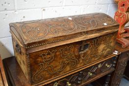 An 18th century brass studded dome topped chest.