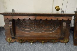 Carved oak coat rack.