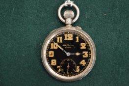 A gentleman's silver pocket watch, the black enamel dial signed J W Benson, London.