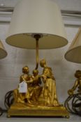 A gilt bronze figure group table lamp.