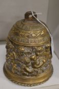 Cast bronze bell, the body with a band of cherubs.