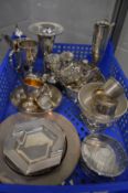 A quantity of silver items to include dishes, vases, pedestal bowls etc.