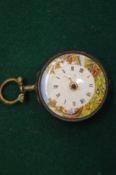 A Georgian silver pocket watch with enamel dial.